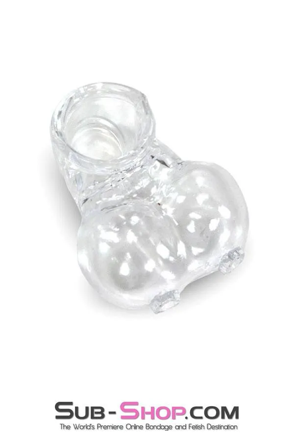 0712RS      Clear Silicone Ball Cage and Cock Ring Combo