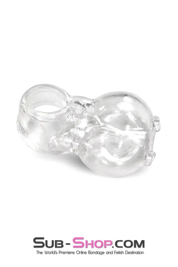 0712RS      Clear Silicone Ball Cage and Cock Ring Combo