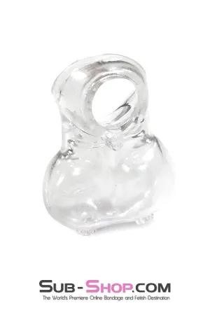 0712RS      Clear Silicone Ball Cage and Cock Ring Combo