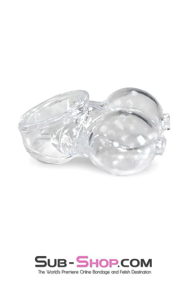 0712RS      Clear Silicone Ball Cage and Cock Ring Combo