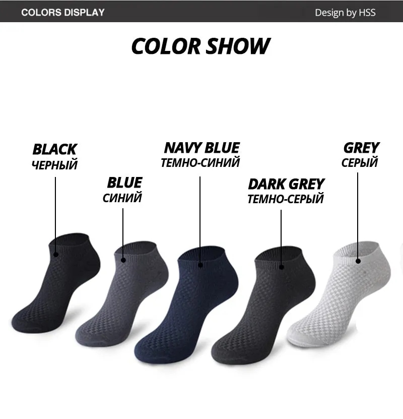 10 Pairs Bamboo Fiber Men Socks Short Ankle Business Black Male Meias Socks Summer Breathable Men Dress Shoes Clothes Size 38-44