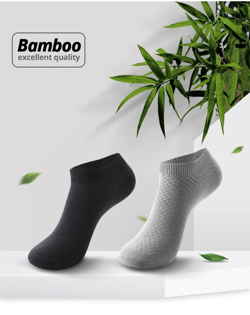 10 Pairs Bamboo Fiber Men Socks Short Ankle Business Black Male Meias Socks Summer Breathable Men Dress Shoes Clothes Size 38-44