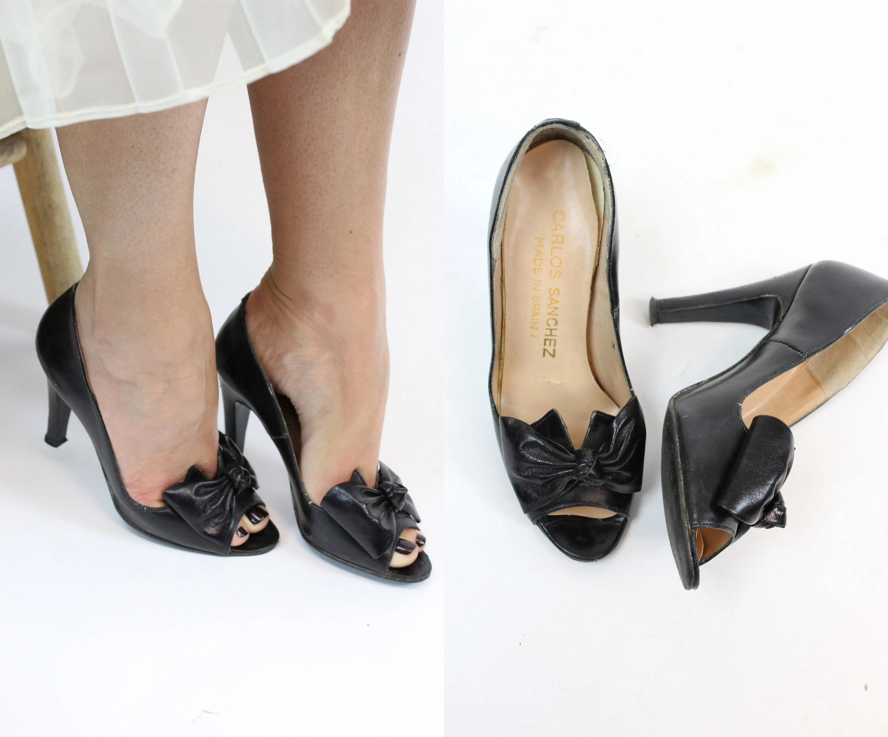 1970s vintage bow peep toes size 5 us | new fall