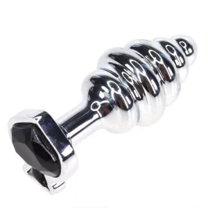 2110M      Spade Jeweled Rippled Chrome Butt Plug - LAST CHANCE - Final Closeout!