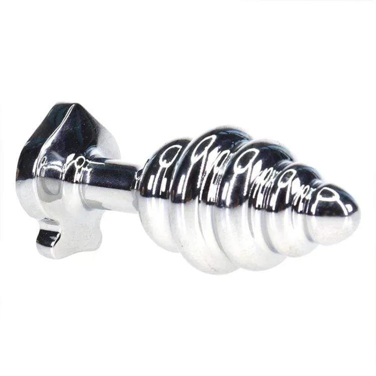 2110M      Spade Jeweled Rippled Chrome Butt Plug - LAST CHANCE - Final Closeout!