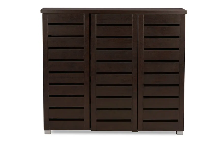 Adalwin Modern Shoe Cabinet with Slatted Doors & Ventilation for Up to 15 Pairs of Shoes Storage