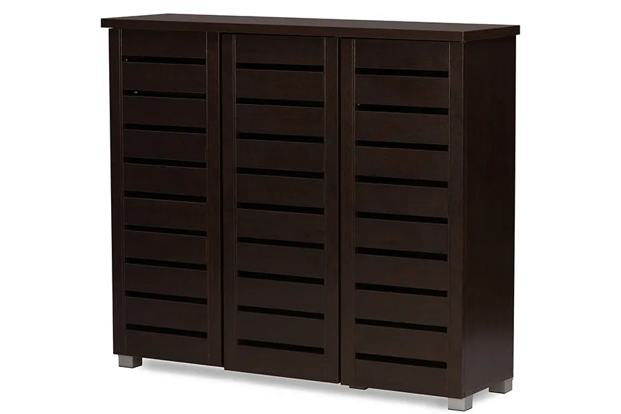 Adalwin Modern Shoe Cabinet with Slatted Doors & Ventilation for Up to 15 Pairs of Shoes Storage