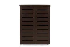 Adalwin Modern Shoe Cabinet with Slatted Doors & Ventilation for Up to 15 Pairs of Shoes Storage