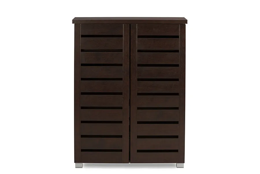 Adalwin Modern Shoe Cabinet with Slatted Doors & Ventilation for Up to 15 Pairs of Shoes Storage