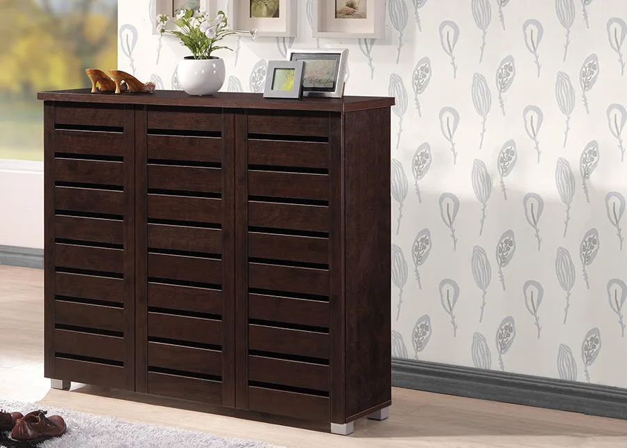 Adalwin Modern Shoe Cabinet with Slatted Doors & Ventilation for Up to 15 Pairs of Shoes Storage