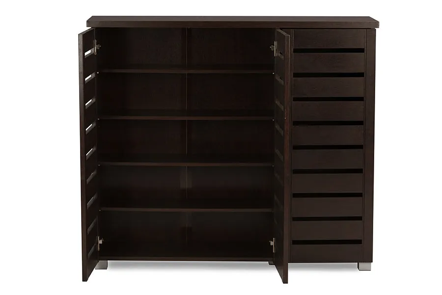 Adalwin Modern Shoe Cabinet with Slatted Doors & Ventilation for Up to 15 Pairs of Shoes Storage