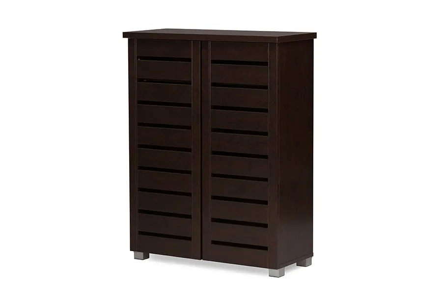 Adalwin Modern Shoe Cabinet with Slatted Doors & Ventilation for Up to 15 Pairs of Shoes Storage