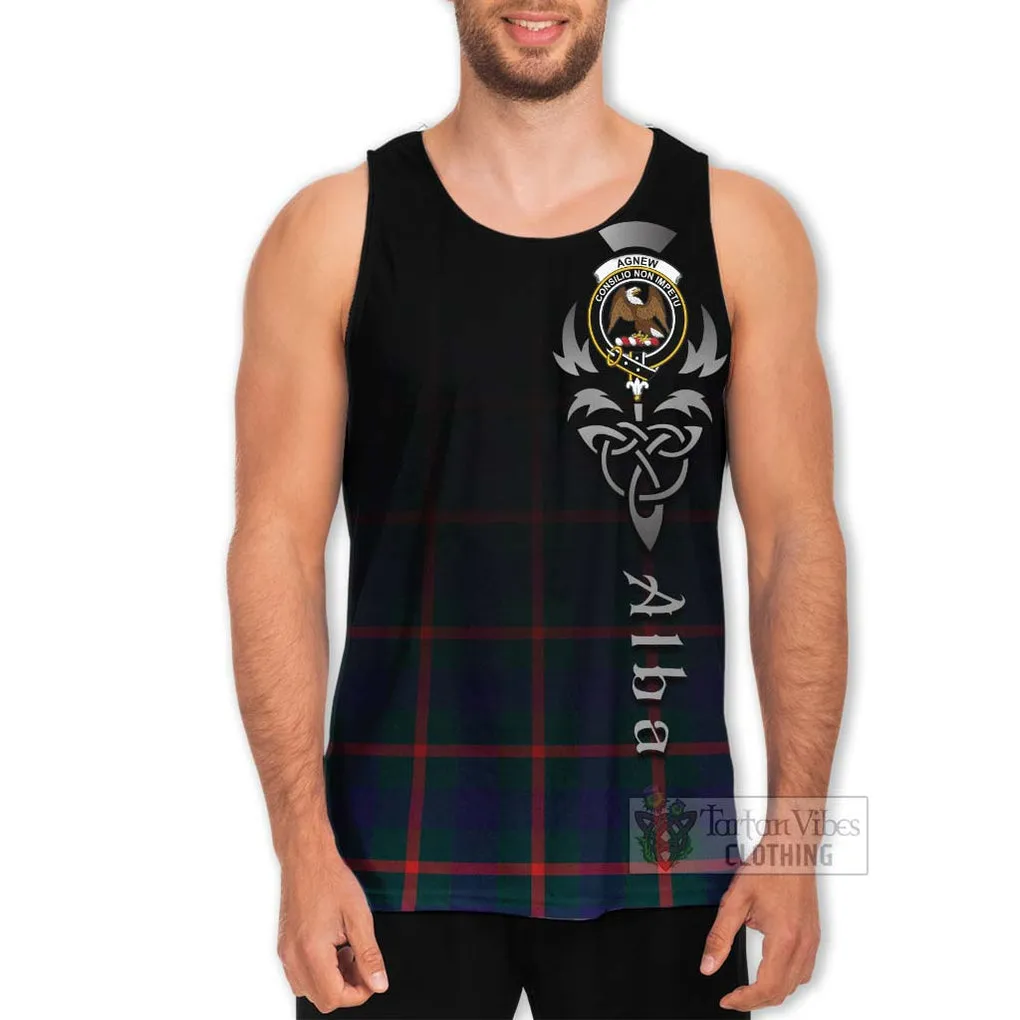 Agnew Tartan Men's Tank Top Featuring Alba Gu Brath Family Crest Celtic Inspired