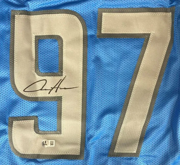 Aidan Hutchinson Detroit Signed Blue Football Jersey BAS