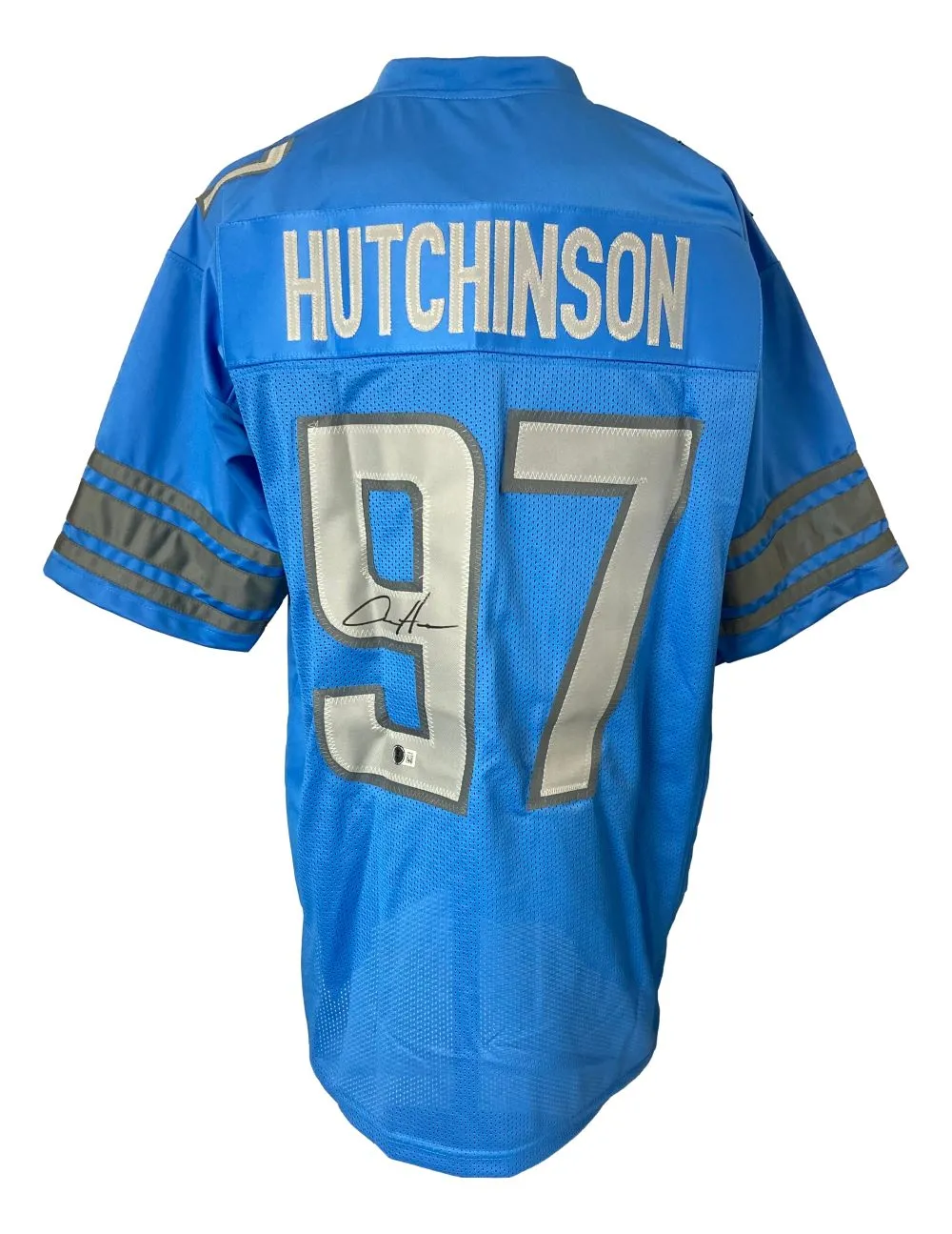 Aidan Hutchinson Detroit Signed Blue Football Jersey BAS