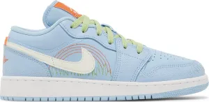 Air Jordan 1 Low SE GS Blue Stitch Sneakers, blue