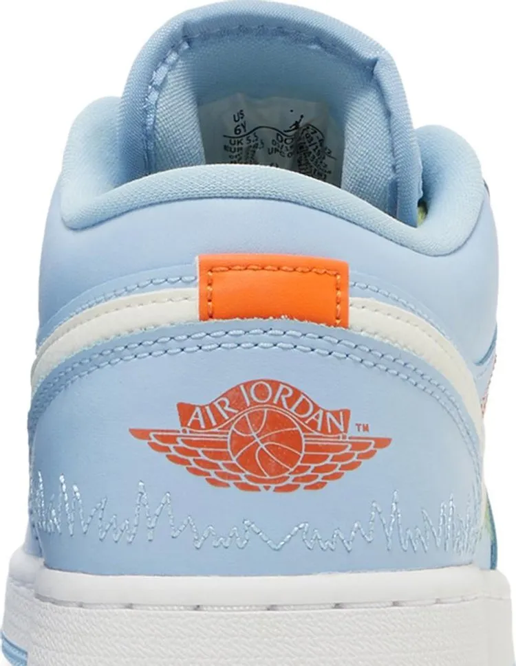 Air Jordan 1 Low SE GS Blue Stitch Sneakers, blue