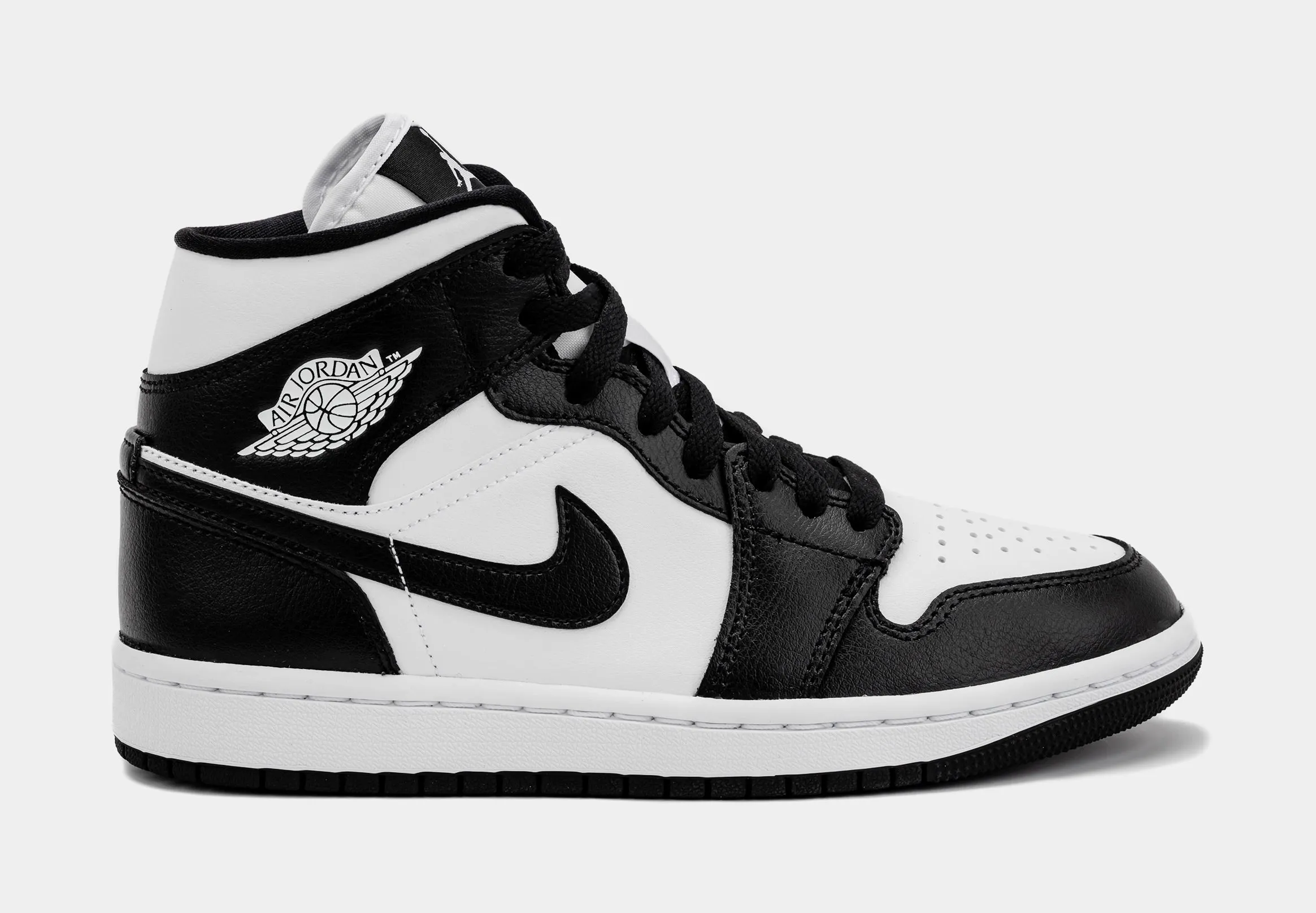 Air Jordan 1 Retro Mid Panda Womens Lifestyle Shoes (Black/White)