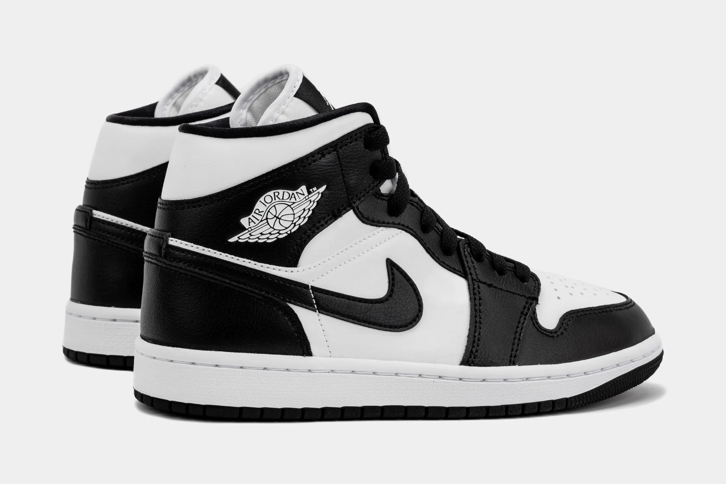 Air Jordan 1 Retro Mid Panda Womens Lifestyle Shoes (Black/White)