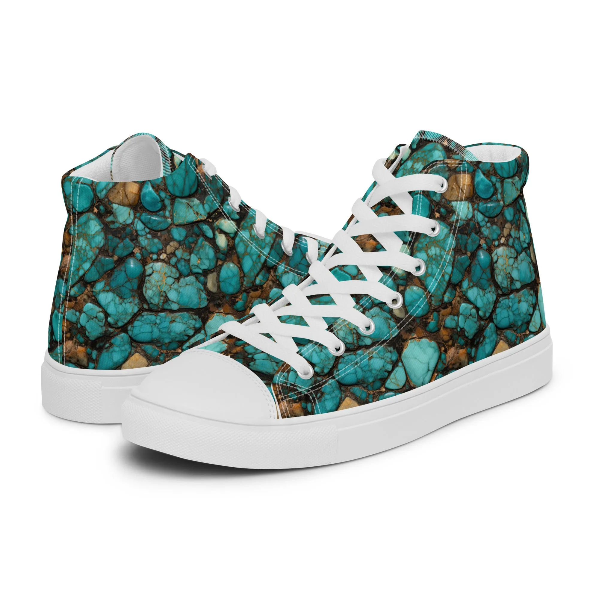 All Turquoise Women’s high top canvas shoes