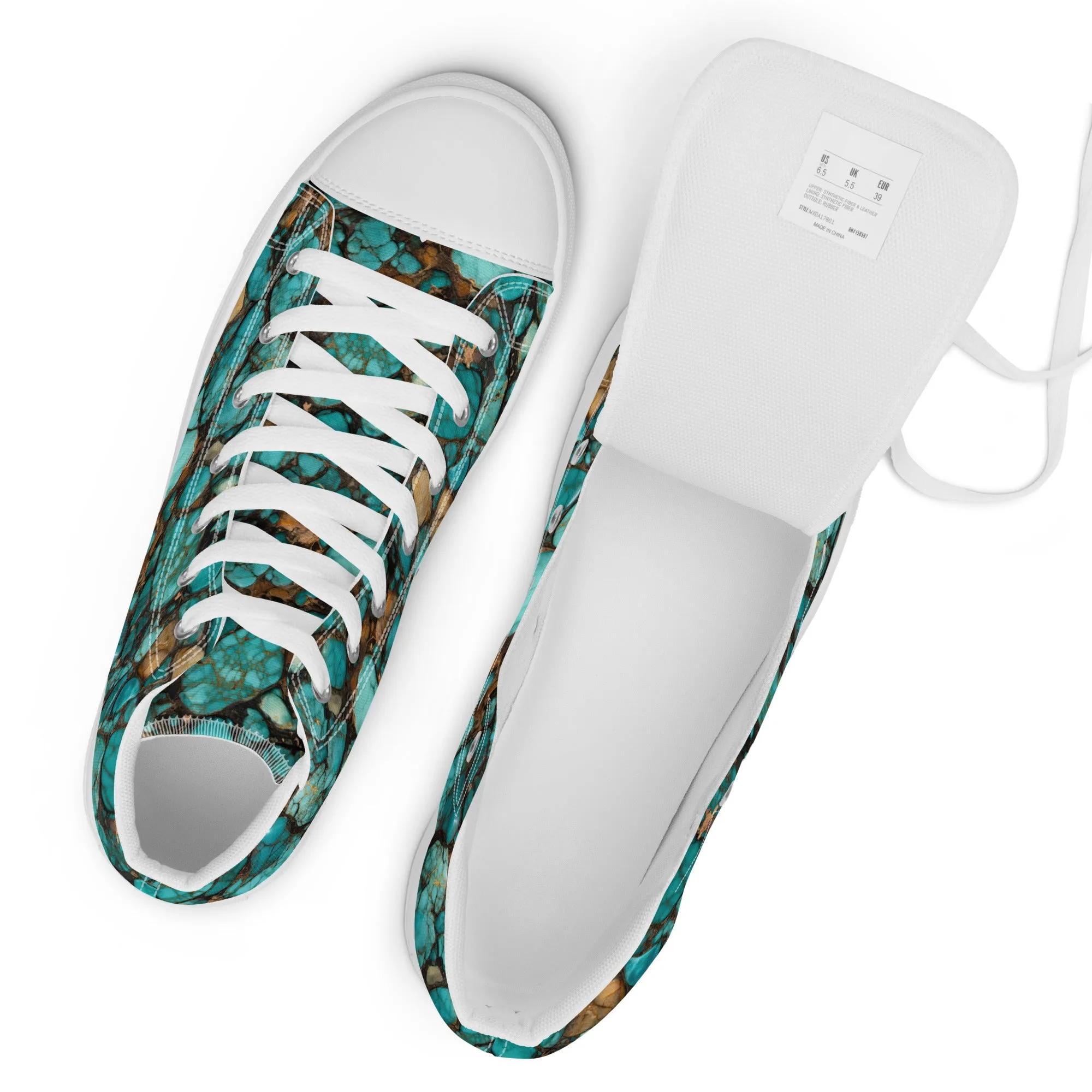 All Turquoise Women’s high top canvas shoes