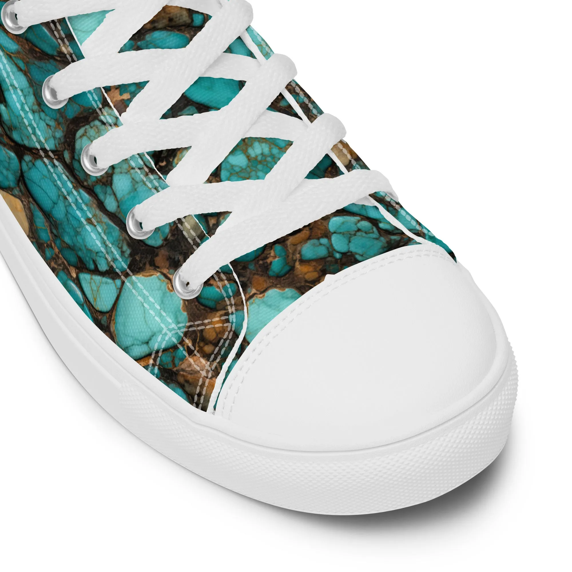 All Turquoise Women’s high top canvas shoes