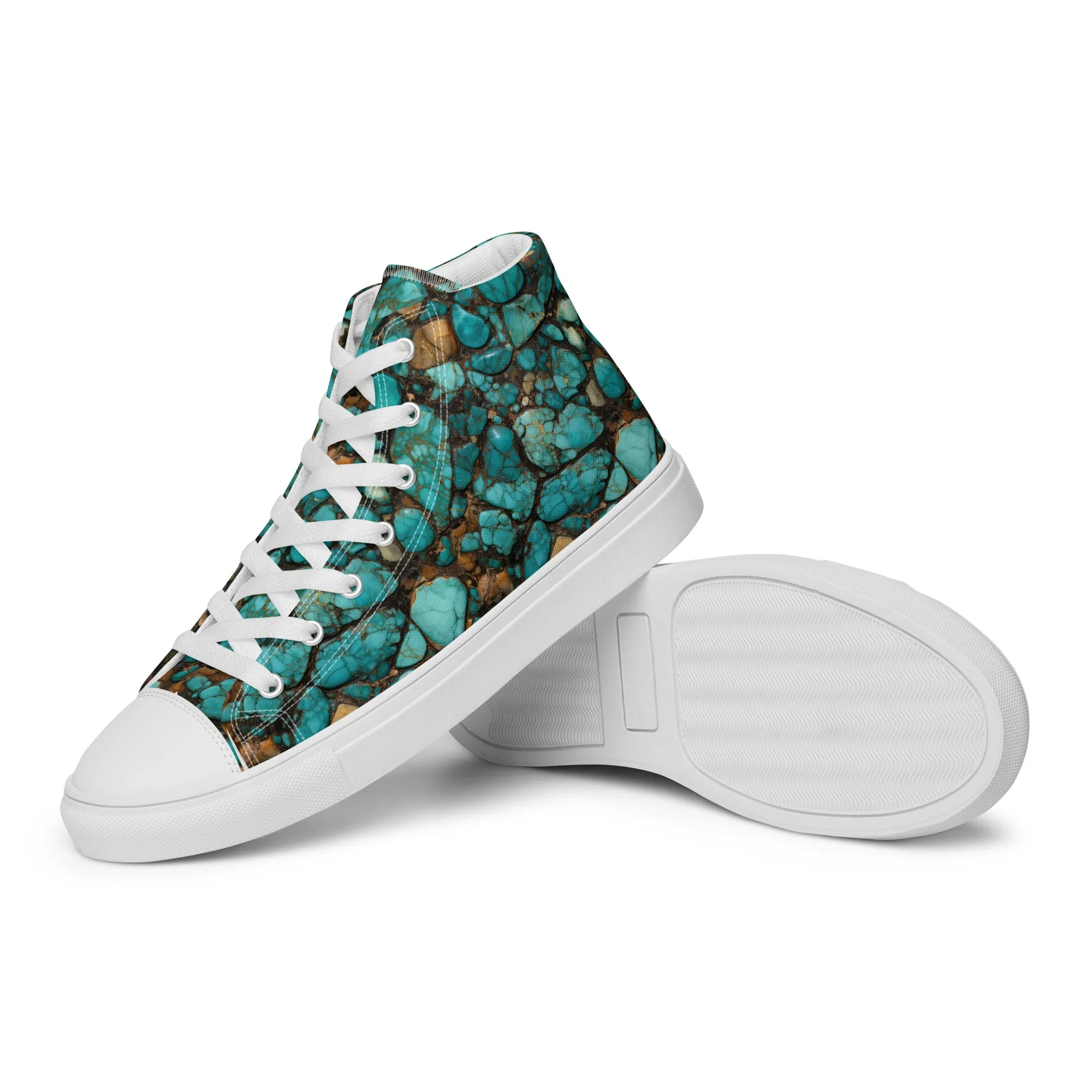 All Turquoise Women’s high top canvas shoes