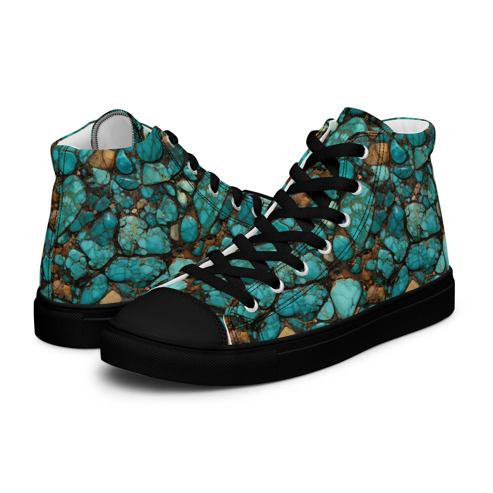 All Turquoise Women’s high top canvas shoes