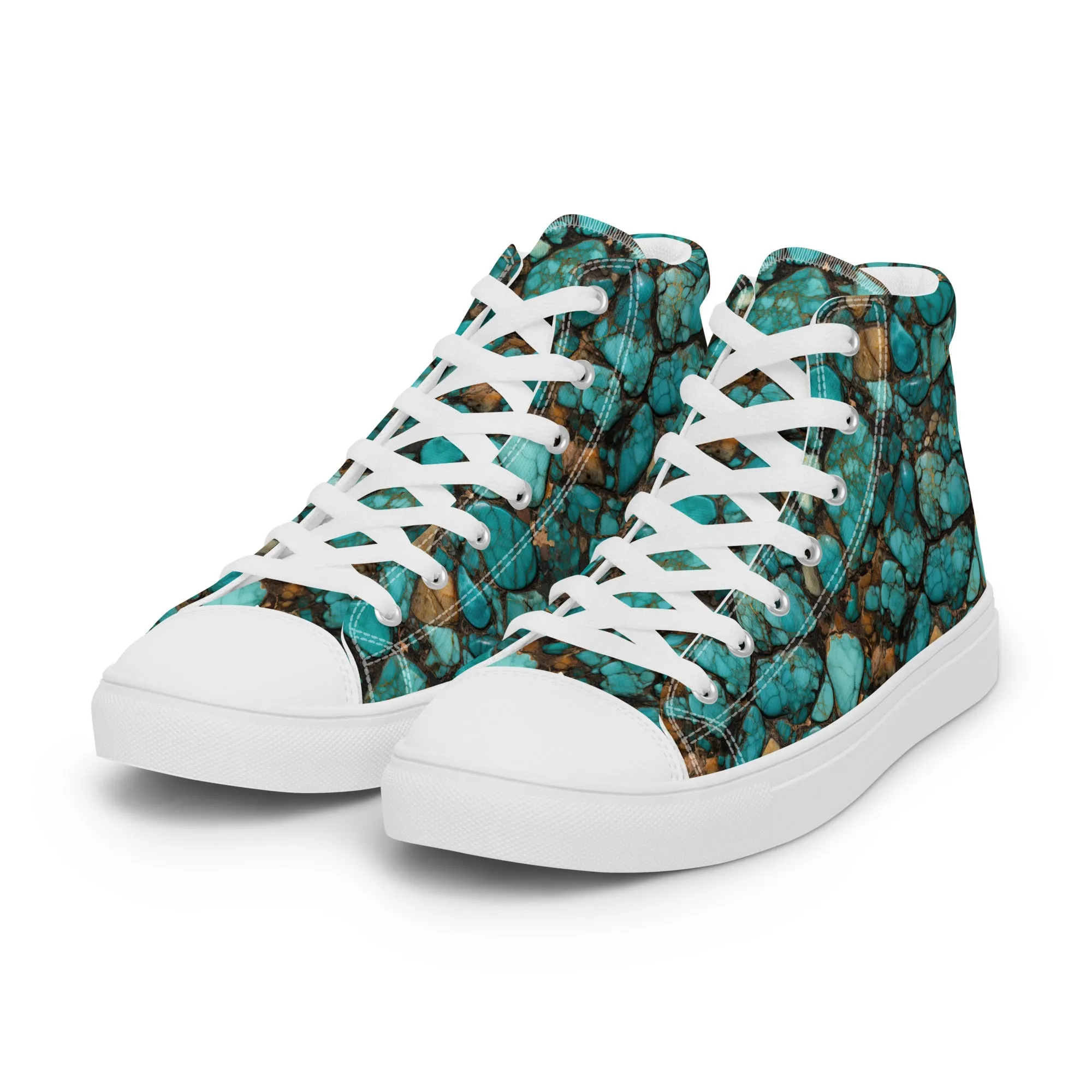 All Turquoise Women’s high top canvas shoes