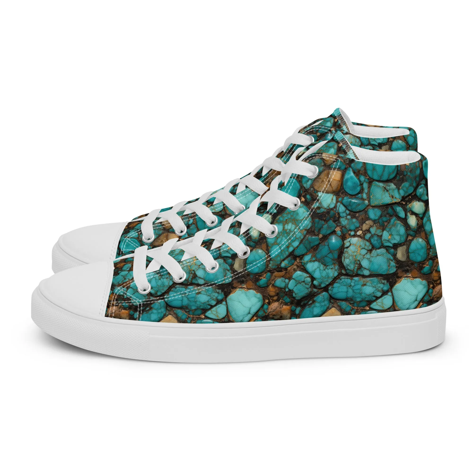 All Turquoise Women’s high top canvas shoes