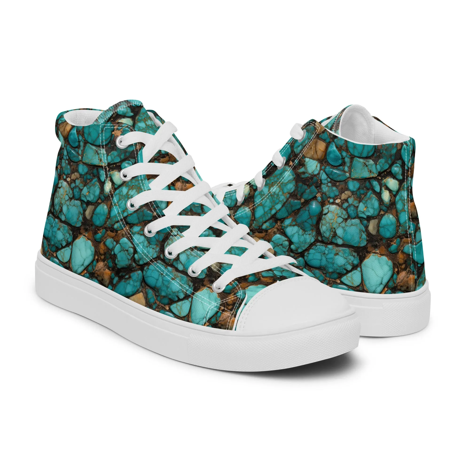 All Turquoise Women’s high top canvas shoes