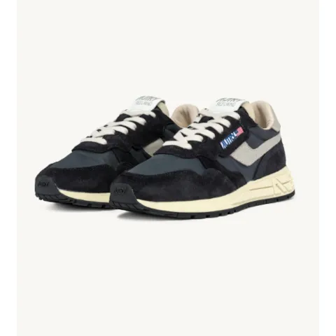 Autry Reelwind Low Sneakers in Black Nylon and Suede