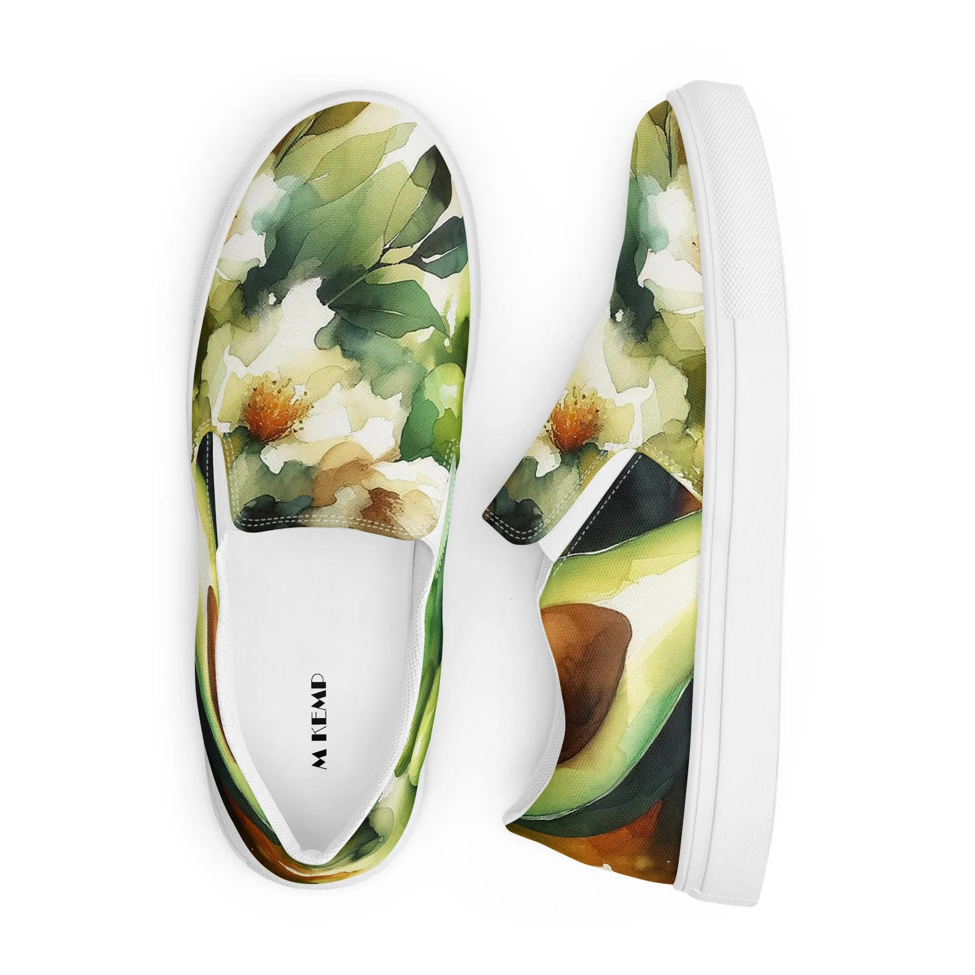 Avocado Blossoms Women’s slip-on canvas shoes