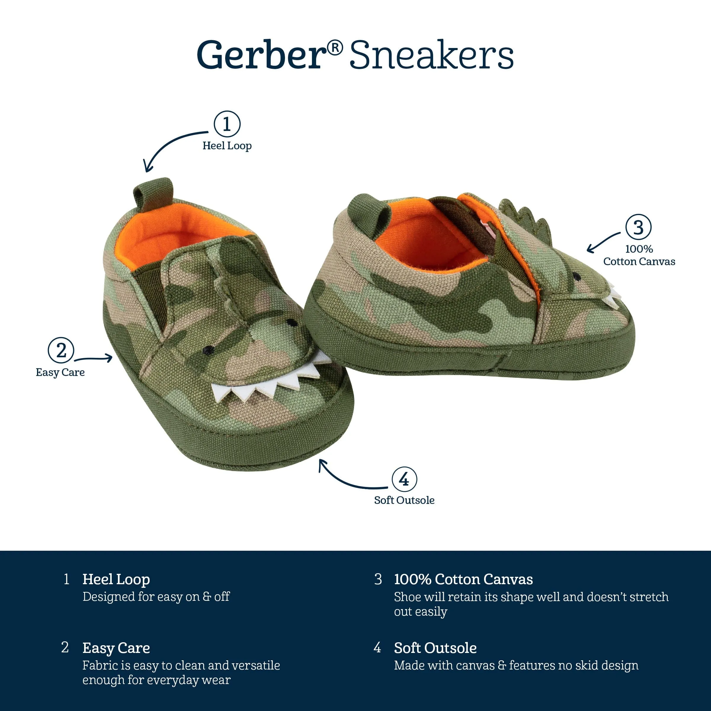 Baby Boys Camo Dinosaur Shoes