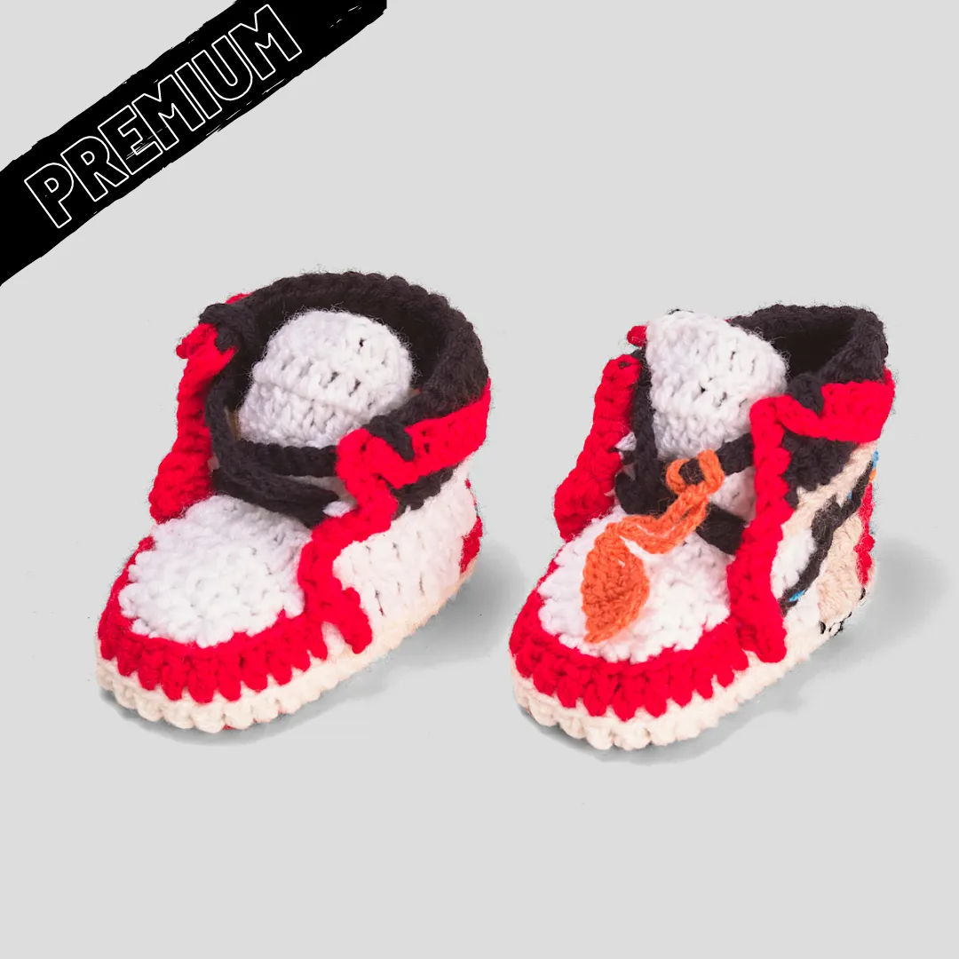 Baby Crochet IB-1 OFF-W RED (Includes 2 pair of laces, Soft felt non-slip bottom & Shoe Box)