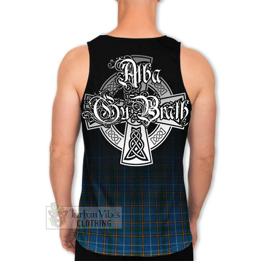 Bain Tartan Men's Tank Top Featuring Alba Gu Brath Family Crest Celtic Inspired