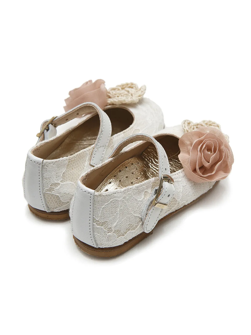 Baptismal baby Girl's ballerina shoe - CORINA White