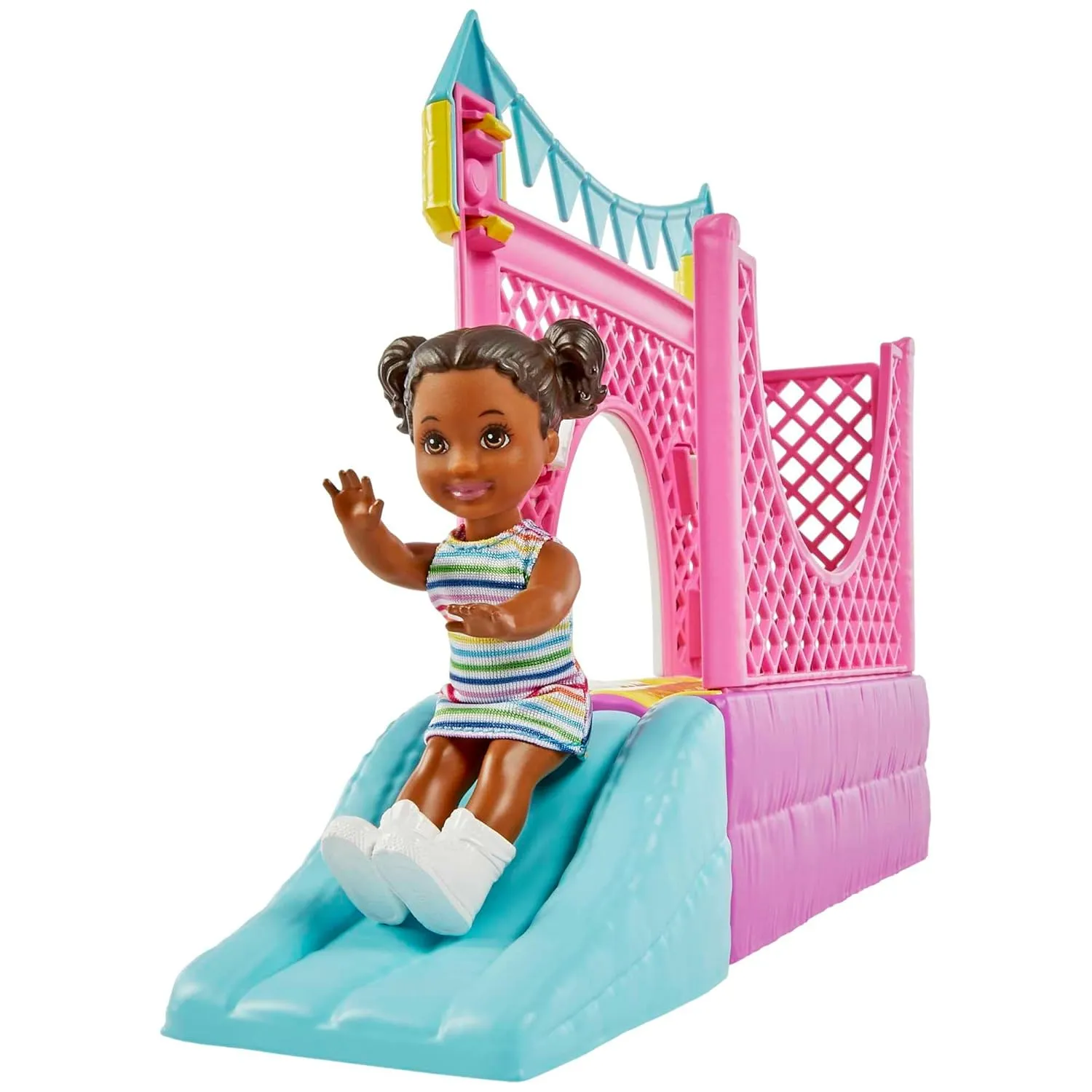 Barbie Skipper Babysitters Bounce House Playset with Skipper Babysitter Doll, Toddler Doll, Swing & Accessories for 3 Year Olds & Up