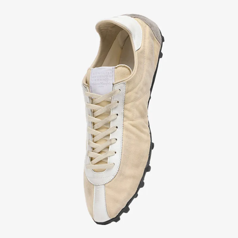 Beige Vintage-Inspired Low Top Sneakers