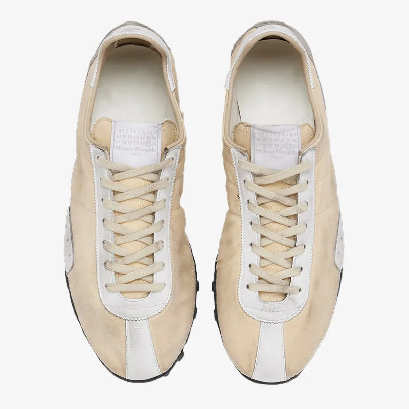 Beige Vintage-Inspired Low Top Sneakers