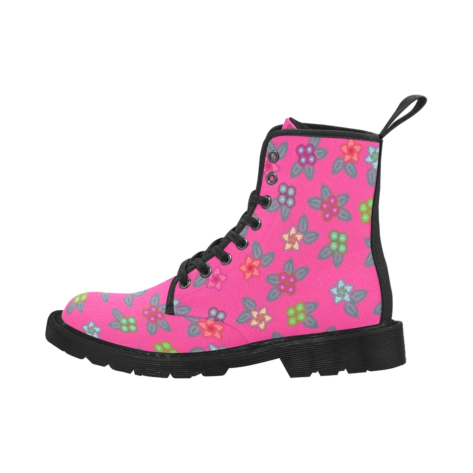 Berry Flowers Boots for Women (Black)