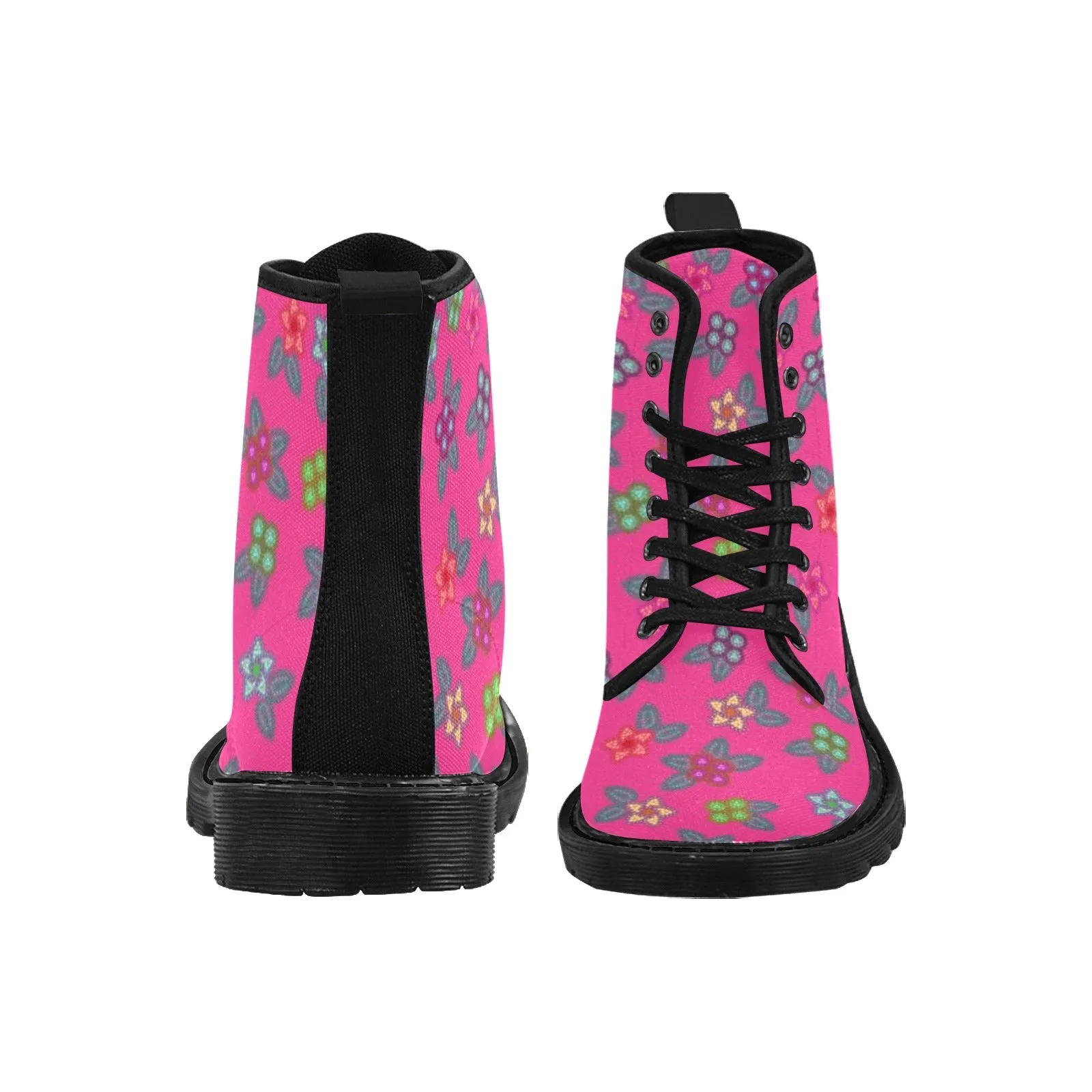 Berry Flowers Boots for Women (Black)