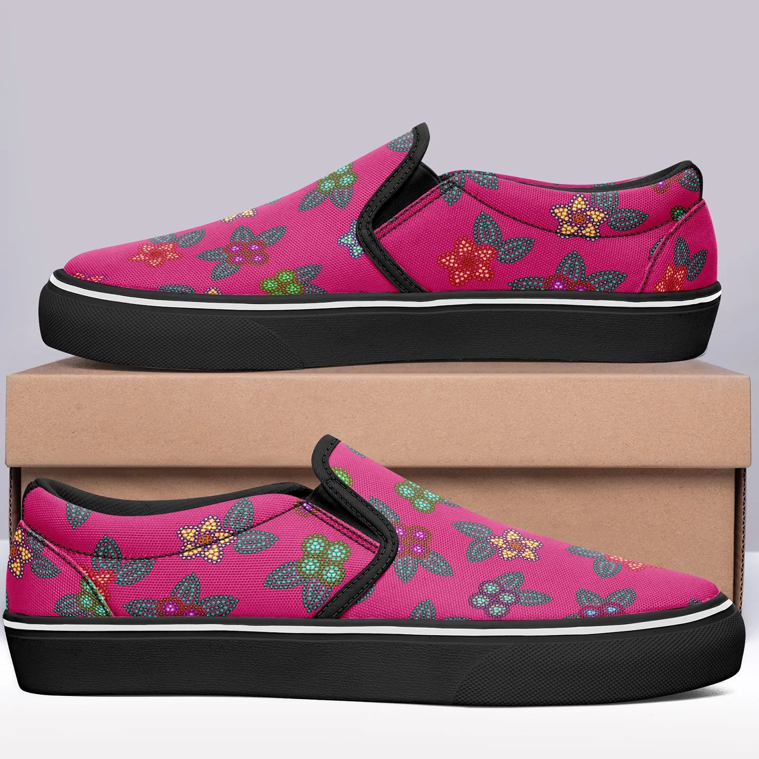 Berry Flowers Otoyimm Kid's Canvas Slip On Shoes