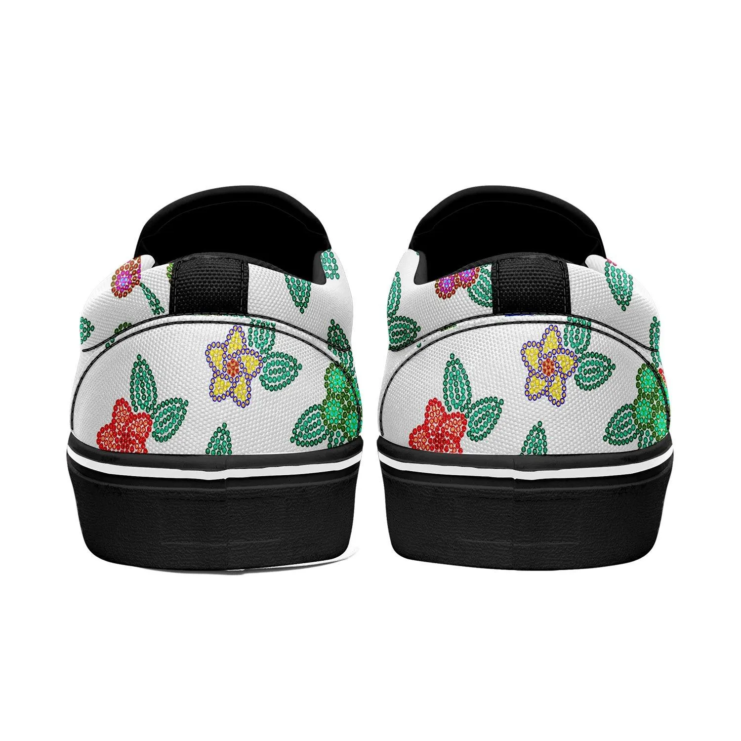 Berry Flowers White Otoyimm Kid's Canvas Slip On Shoes