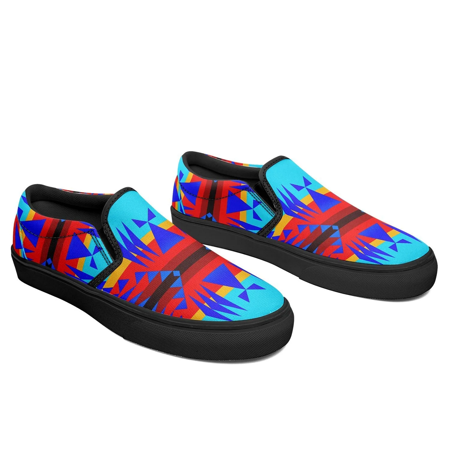 Between the Mountains Blue Otoyimm Kid's Canvas Slip On Shoes