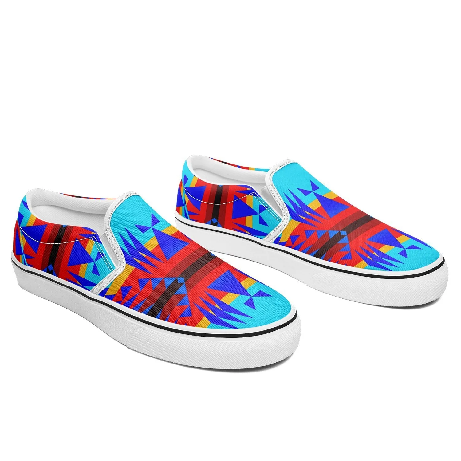 Between the Mountains Blue Otoyimm Kid's Canvas Slip On Shoes