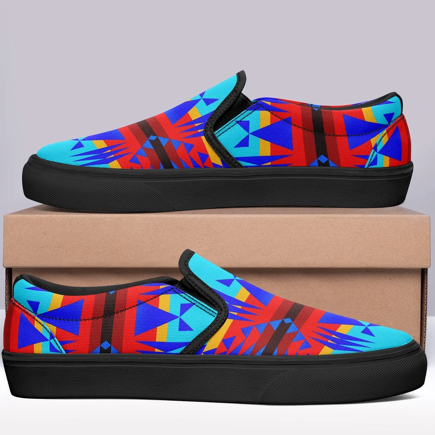 Between the Mountains Blue Otoyimm Kid's Canvas Slip On Shoes