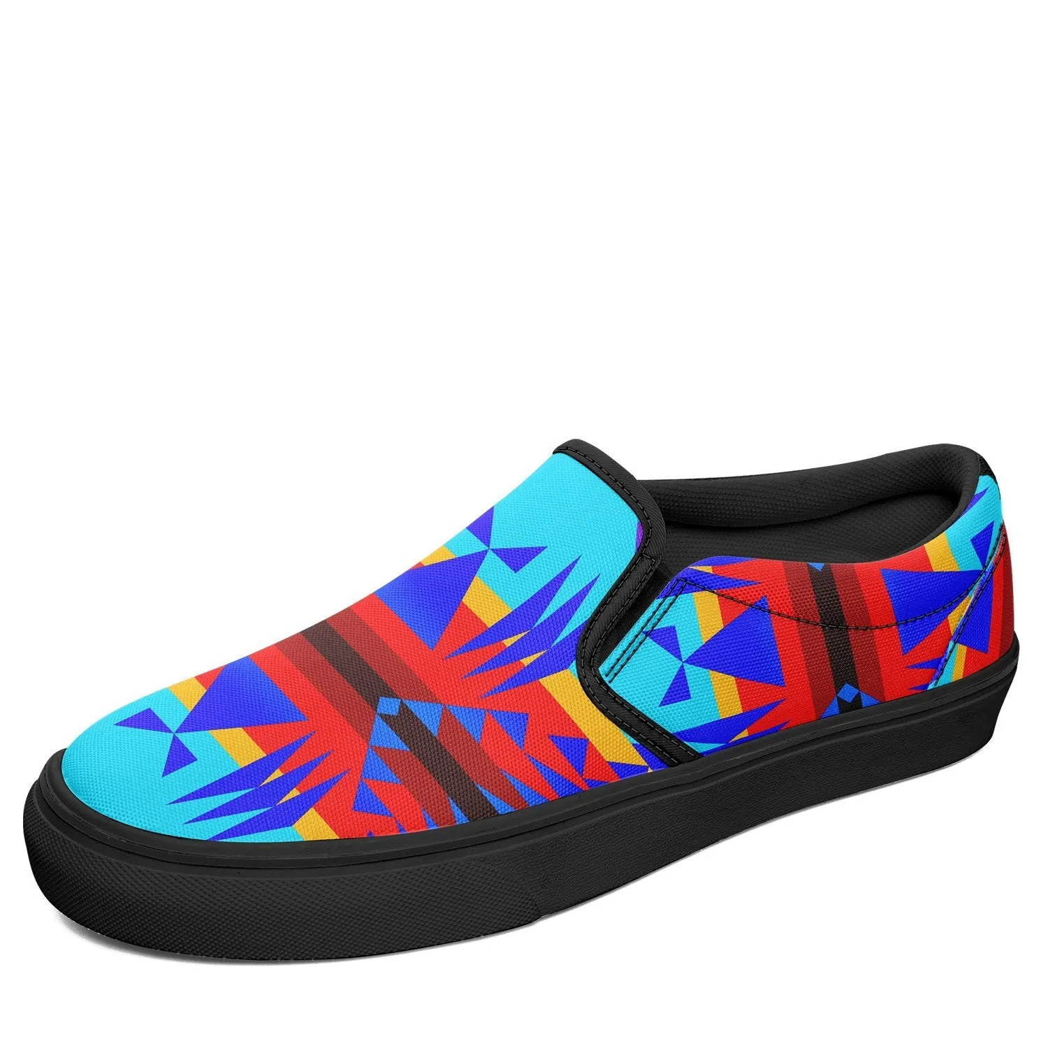 Between the Mountains Blue Otoyimm Kid's Canvas Slip On Shoes