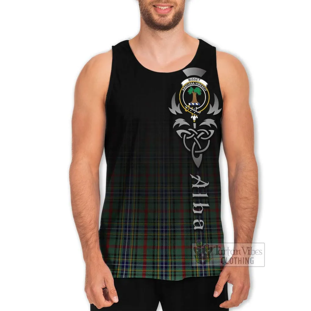 Bisset Tartan Men's Tank Top Featuring Alba Gu Brath Family Crest Celtic Inspired