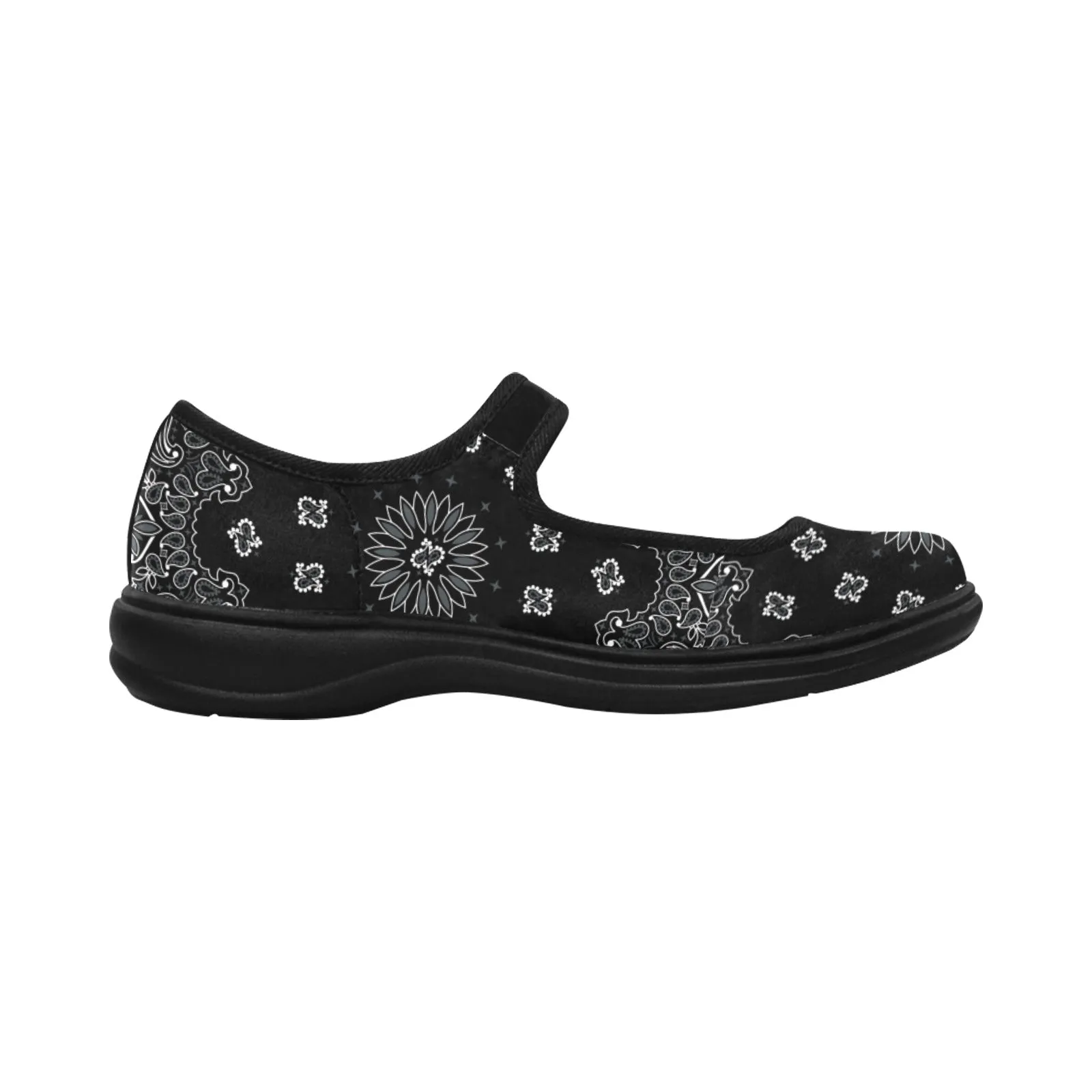 black bandana Mila Satin Women's Mary Jane Shoes (Model 4808)